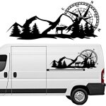 1 paire stickers camping car, autocollant de carrosserie lat�rale de voiture avec des motifs de montagne, ...