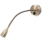 1 pices bronze lampe de lecture murale 3w 3000k, flexible cou rglable applique lampe de bureau en aluminium, ...