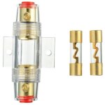 1 porte - fusible agu en ligne plaqu� or et 2 fusibles agu en verre plaqu� or 60a pour la protection ...