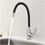 1 robinet cuisine, bec flexible en silicone noir + mitigeur chrom� + pivot 360� pour �vier deux bacs ...