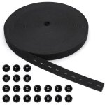 1 rouleau de bande �lastique � coudre 20mm x 30m de large , noir , avec 20 boutons, pour jupe de pantalon, ...