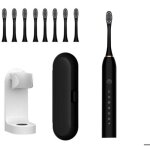 1 x brosse � dents �lectrique noire avec minuterie intelligente, blanchiment, nettoyage sonique puissant, ...