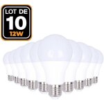 10 ampoules led e27 12w blanc chaud 3000k haute luminosit�
