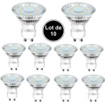 10 ampoules led gu10 �quivalentes � une ampoule halog�ne de 50 w, 4 w, �clairage blanc lumi�re du jour ...