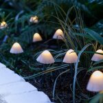 10 balises solaires champignons � led blanc chaud