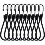 10 mini crochets lastiques - noirs avec fixation par sangle - crochets pour tentes d'extrieur