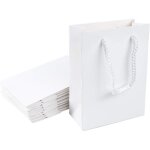10 pcs blanc f�te de transport sacs en papier avec poign�es shopping cadeau sacs, papier, blanc, 12 � ...
