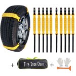 10 pcs chaussettes � neige voiture 185 - 225 mm, cha�nes � neige jaunes, c�bles de traction urgence r�glables ...