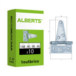 10 pentures anglaises larges zingu� 148x40x90mm alberts