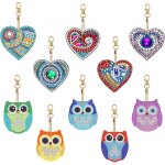 10 pi�ces 5d diy peinture diamant pendentif, c?ur peinture diamant porte cl�, strass peinture broderie ...