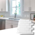 [jamais utilis�] lot de 10 pi�ces, carrelage autocollant blanc, cr�dence adh�sive cuisine salle de bains, ...