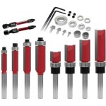 10 pices fraises  affleurer avec 2 embouts magntiques  frapper, 6 roulements, 2 cls, set de fraises ...