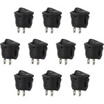 10 pices interrupteur  bascule rond verrouillage commutateur spst bouton 2 broches ac 6a / 125v 3a ...