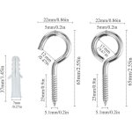 10 pi�ces piton � visser, vis � oeil crochet � visser inox, avec 10 pcs chevilles kit, 5 65mm, pour les ...
