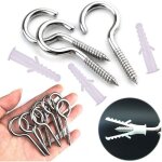 10 pi�ces piton � visser, vis � oeil crochet � visser inox, avec 10 pcs chevilles kit, 5 65mm, pour les ...