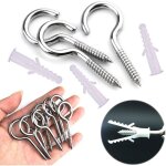10 pi�ces piton � visser, vis � oeil crochet � visser inox, avec 10 pcs chevilles kit, 5 65mm, pour les ...