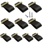10 pices poigne en cuir pour meuble noir, poignes de placard boutons de porte de tiroir en cuir commode ...