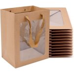 10 pi�ces sac en papier sac kraft, bo�te de cadeau en papier kraft, sacs cadeaux avec poign�es, sac cadeau ...