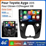 10 pouces carplay autoradio pour peugeot 108 / citroen c1 android 6 + 128gb junsun