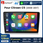 10 pouces carplay autoradio pour citroen c5 2008 - 2016 android 6 + 128g junsun