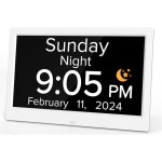 10 pouces horloge numrique de jour grand cran rveil murale (blanc)