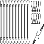10 tendeurs �lastiques de 30 cm avec crochets, r�sistants uv, pour barres de toit, bagages et camping ...