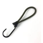 10 tendeurs �lastiques professionnels en caoutchouc avec crochets (150 mm) pour b�che, vert arm�e