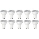 10 unit ampoules spot led gu10 5 w (quivalent 50 w) blanc chaud intensit non variable