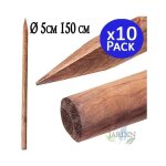 Suinga - lot de 10 tuteur en bois 150 cm  5 cm tuteurs avec pointe poteaux en bois piquets de fixation ...