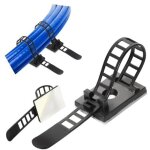 100 clips pour c�bles noirs, supports pour c�bles autocollants et vissables, r�utilisables et r�glables ...