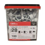 Ram - 100 colliers chevilles clip double gris pour tube nu �28 � 32 et pr�gain� + pr�gain� duo �16