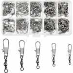 100 pcs emerillon de p�che emerillons roulement � billes pivotant de p�che avec verrouillage encliquetable ...
