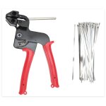 100 pcs (rouge) kit de liens en m�tal robuste, outil de cravate de c�ble en acier inoxydable avec , 11, ...