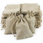 100 pcs sac jute, petite pochette tissu , pochette lin 100 pcs , sac de toile de jute pochon dragees ...