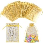 100 pcs sachets en organza or, 10 x 15 cm, pochette cadeau en organza, pochette � bijoux, sachets de ...