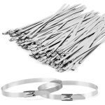100 pieces attache cable inox 200 x 4. 6 mm, collier de serrage m�tallique inox autobloquante, serre ...