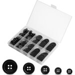 100 pices boutons noir, 4 trous boutons en rsine, 5 tailles diffrentes boutons  coudre ronds, pour ...