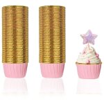 100 pi�ces caissettes muffins rose, moule cupcake en papier pour anniversaires, f�tes, mariages, desserts, ...