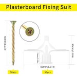 100 pi�ces fixations pour plaques de pl�tre (50 chevilles, 50 vis), chevilles et vis pour plaques de ...