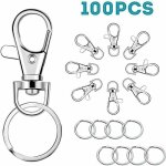 100 pices porte - cls rotatif(50 mousquetons et 50 porte - cls), mousqueton porte cl, anneaux porte ...
