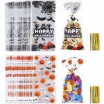 100 pices sacs de bonbon friandises en cellophane d?halloween sachets de cadeaux transparents avec 100 ...