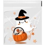 100 sacs de bonbons d'halloween, sacs  biscuits transparents autocollants, 6 fournitures de fte d'halloween, ...