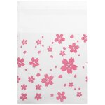100 sachets alimentaires autorefermables pour bonbons / biscuits - motif fleur de cerisier (7x7cm) - ...