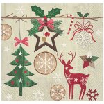 Lot de 20 serviettes en papier noel rustique