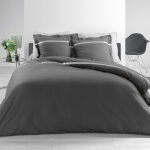 Douceur d'int�rieur - parure housse de couette percale satine anthracite 240x220cm