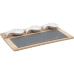 Plateau ardoise bambou et 3 cramiques