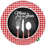 Douceur d'intrieur - set de 10 assiettes en carton 23 cm menu du jour