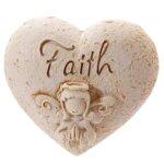 Statuette coeur ange porte - bonheur dans son sac cadeau faith