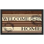 L'effet papillon - paillasson welcome home - motif bois et timbres vintage - antid�rapant - 40 x 68 cm ...