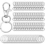 100pcs attache porte cl mousquetons porte - cls anneau porte cl porte clef argent pour bijoux, loisirs ...